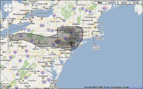 Size of BP Oil Spill over New York region