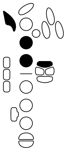 Alternate fingering diagram for A3. Keys pressed: Octave, LH 2 3, pinky G-sharp.