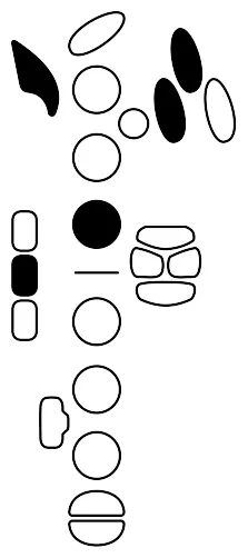 Fingering diagram for C4. Keys pressed: Octave, palm D E-flat, (optional LH 3), side C.
