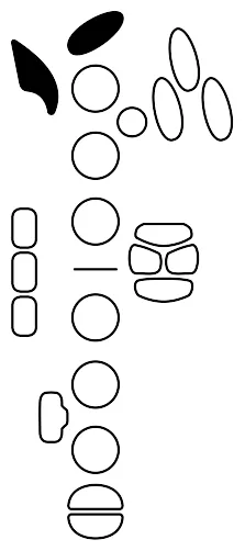 Fingering diagram for D4. Keys pressed: Octave, front F.