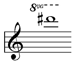 D-sharp-4, written on the treble staff.