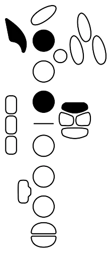 Fingering diagram for F3. Keys pressed: Octave, LH 1 3, pinky G-sharp.