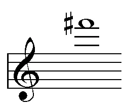 F-sharp-3, written on the treble staff.