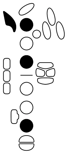Alternate fingering diagram for G3. Keys pressed: Octave, LH 1 3, RH 3.