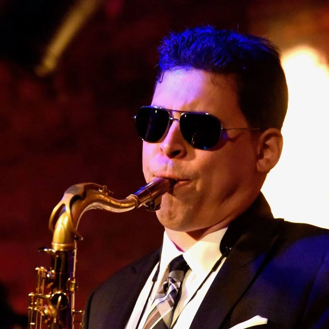 Photo of Kevin Danenberg playing saxophone.
